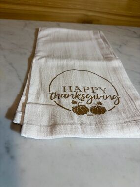 Festive Thanksgiving Tea Towel with Pumpkin Design